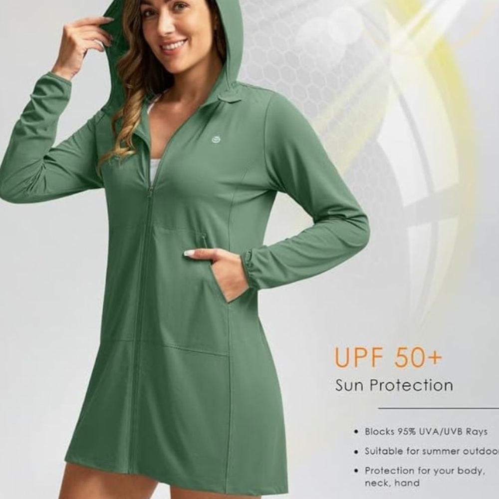 Green Hooded Sun Protection Jacket